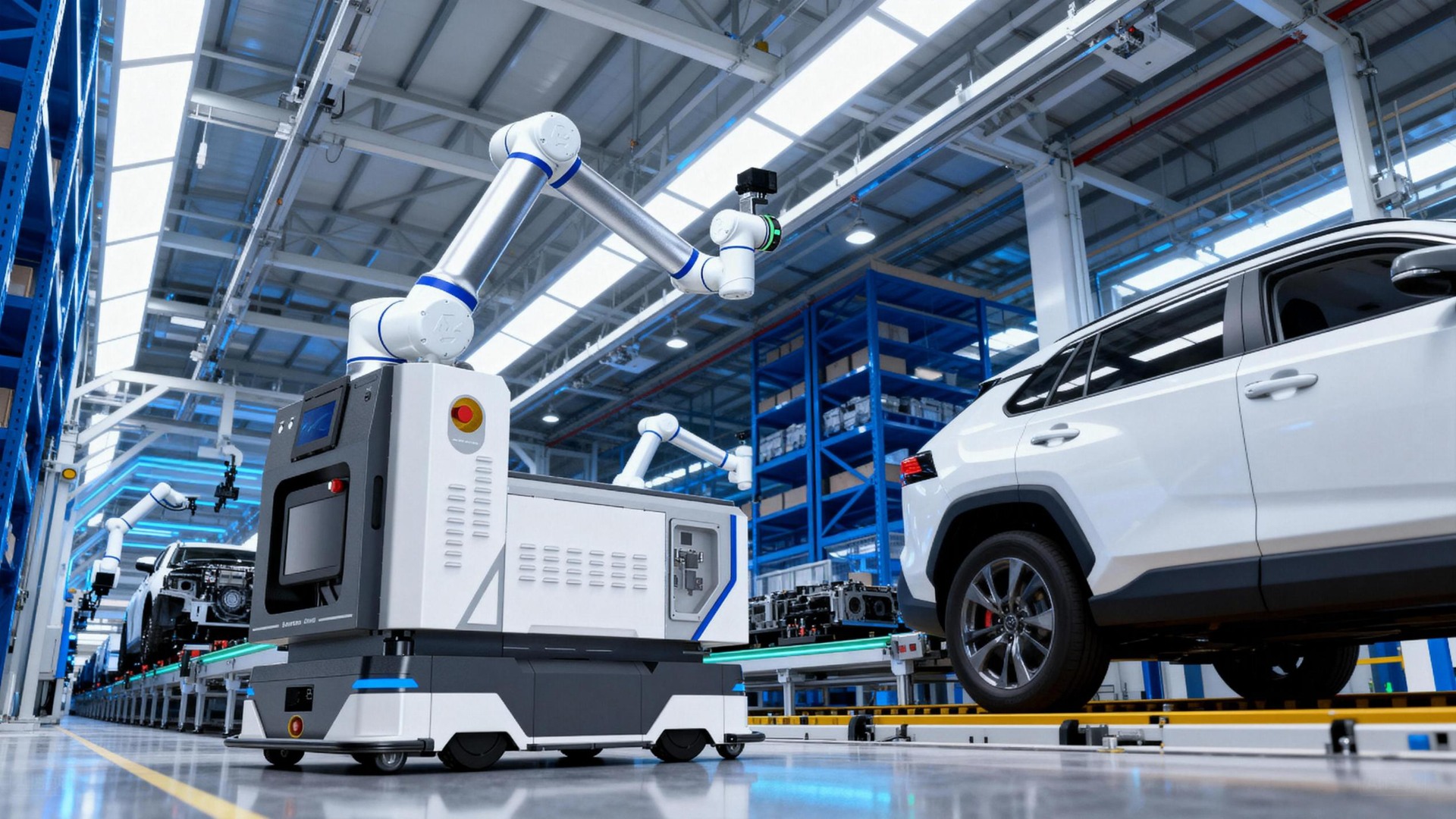 Mobiler MISSION Manipulator an einer Fertigungslinie der Automobilindustrie