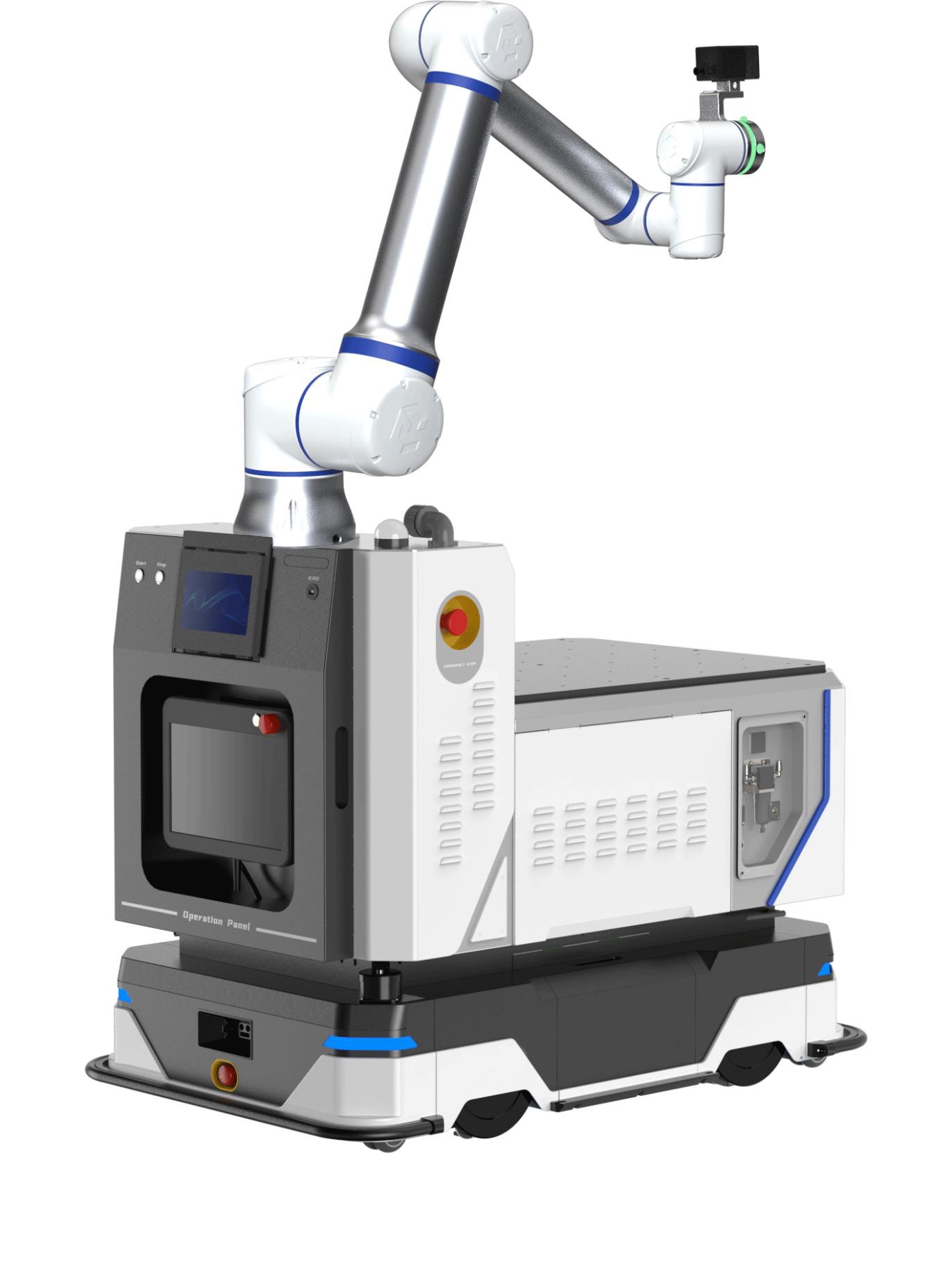 MISSION mobiler Manipulator mit Cobot, Kamera und Transportplattform