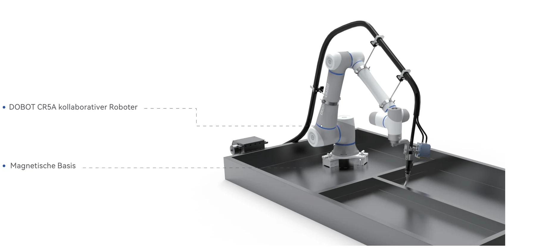 schweissloesung-magnetische-schweissloesung Cobot auf Magnetbasis schweißt an einem großen Bauteil